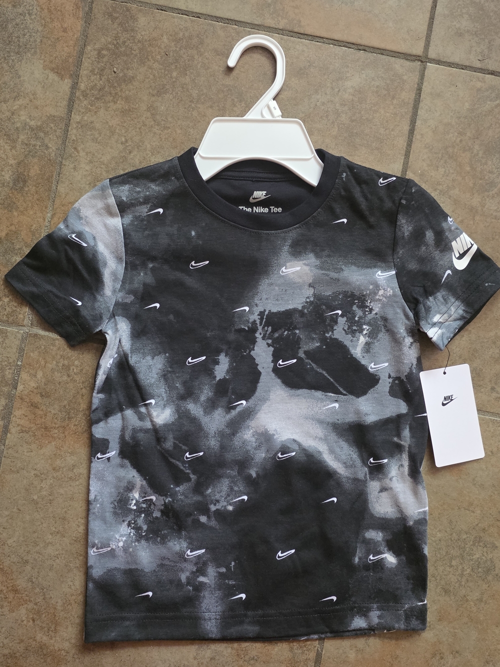 Nike Black & Gray All-Over Swoosh Short Sleeve Tee